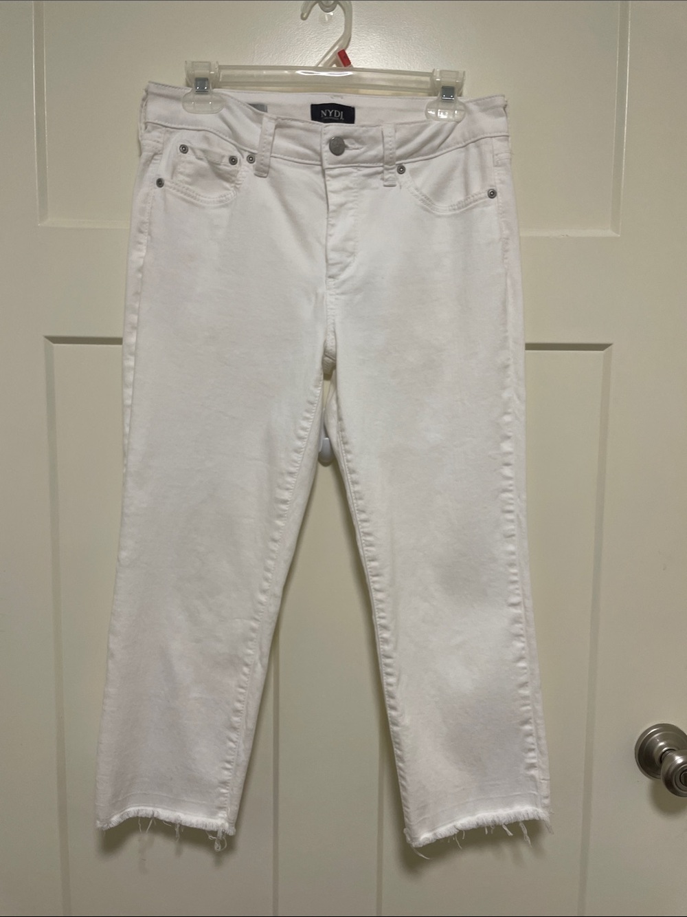 NYDJ White Cropped Straight Ankle Jeans